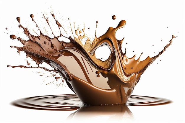 Chocolate splash . Generative Ai art. Abstract illustration.