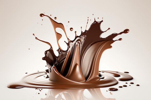 Chocolate splash . Generative Ai art. Abstract illustration.