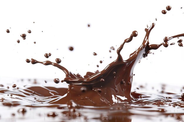 Chocolate splash in het midden geïsoleerd op witte achtergrond Chocolate splash