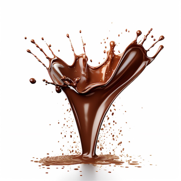 A chocolate splash is being poured into a cup.