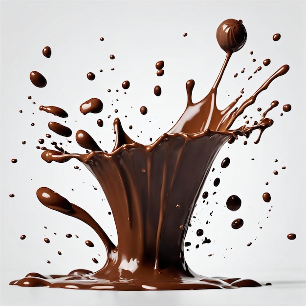 Chocolate splash isolated on light background