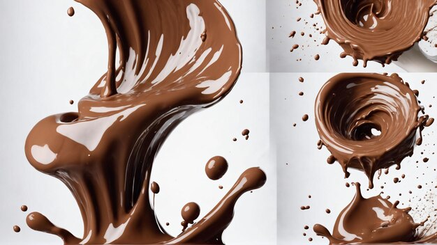 Chocolate splash isolated on light background