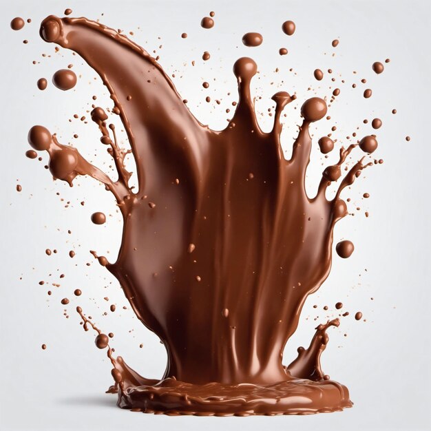 Chocolate splash on light background render Generated with AI