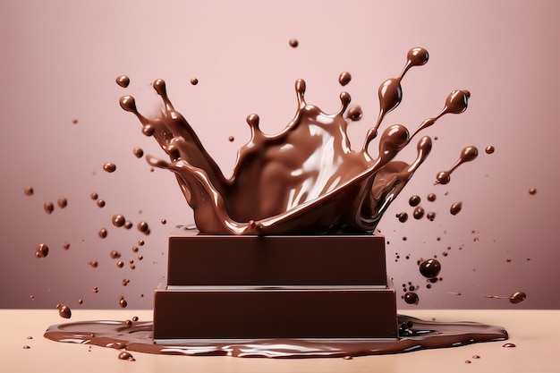 Chocolate Splash Podium Mockup Generative AI