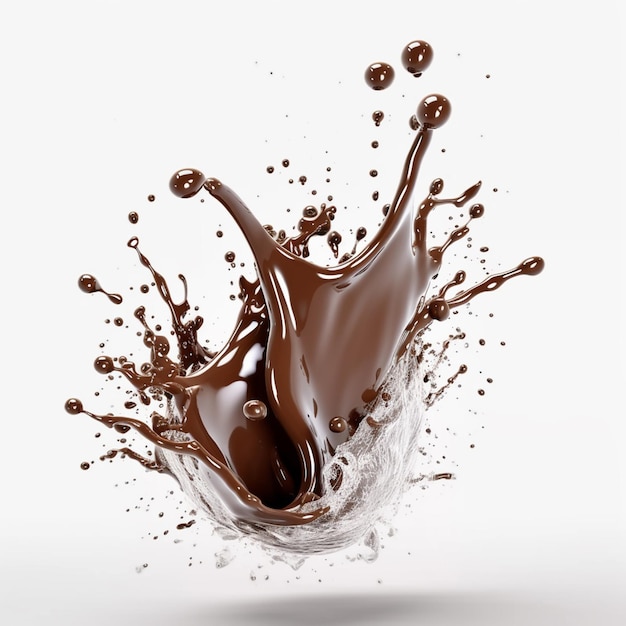 Chocolate splash white background 3d render octane render