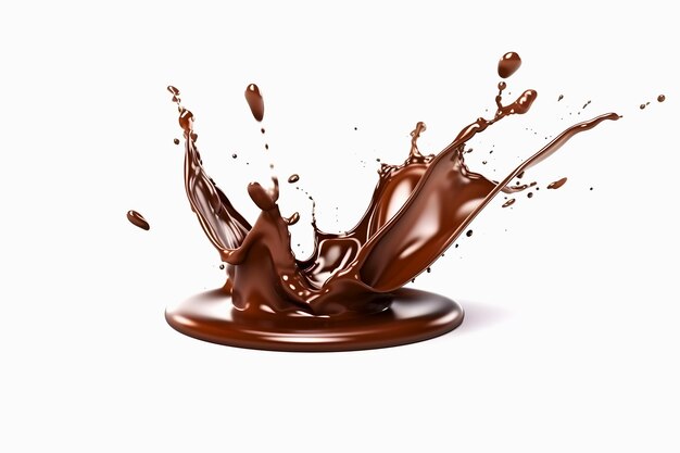 Chocolate splash on white background Generative AI