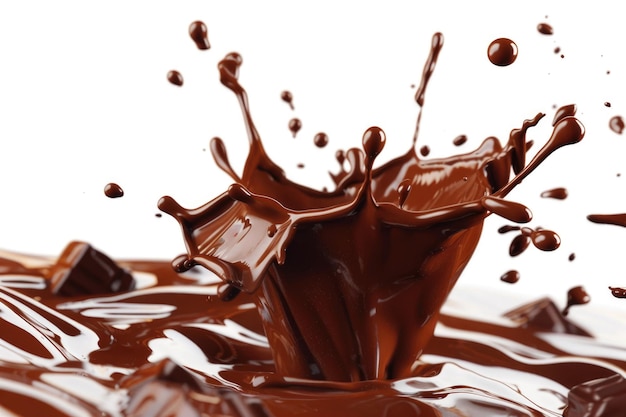 Chocolate splash on white background with clipping path