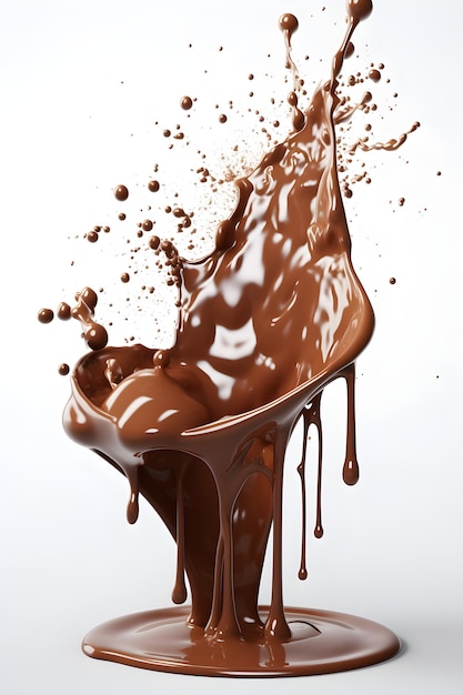 A chocolate splash on white background