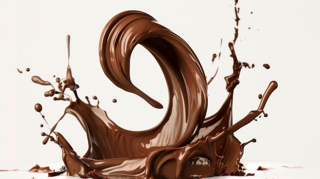 Photo chocolate splash on white background