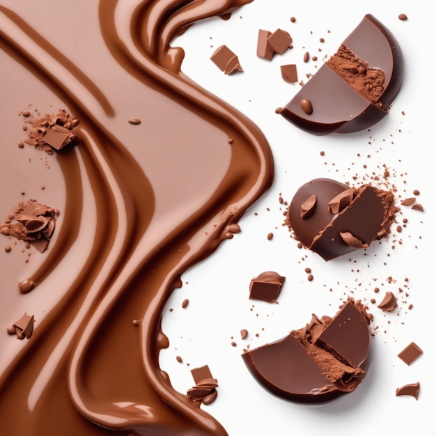 Chocolate splash with white background Generated with AI