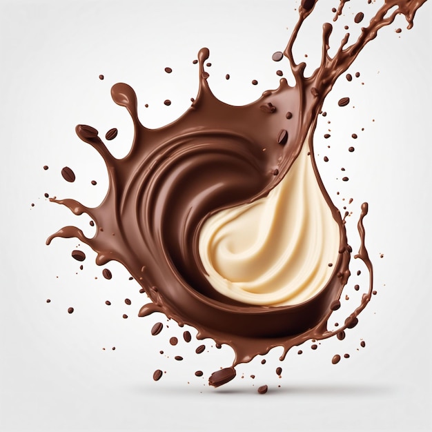 Chocolate splash with white background Generated with AI
