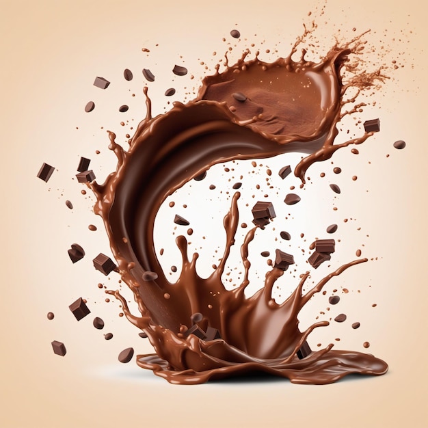 Chocolate splash with white background Generated with AI