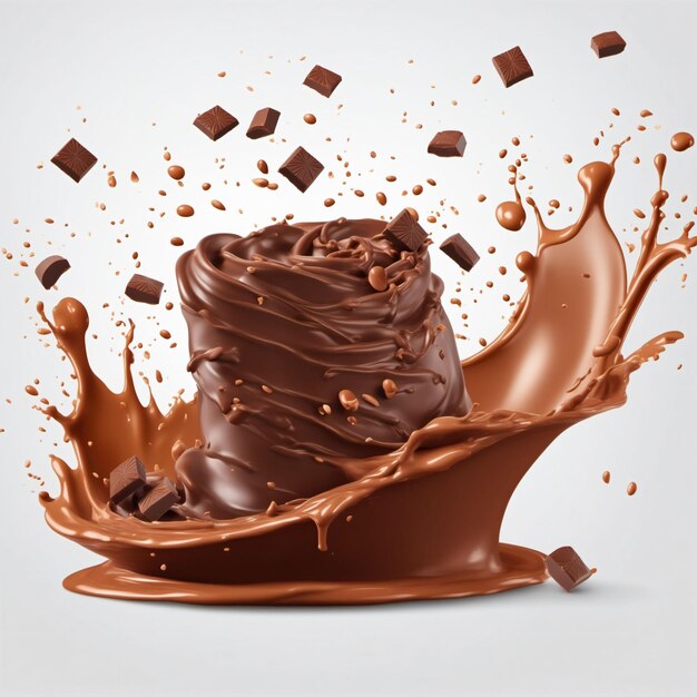 Chocolate splash with white background Generated with AI