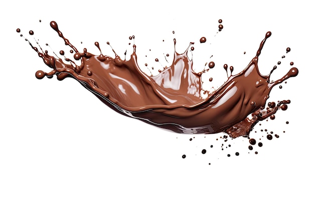 chocolate splashing against white background