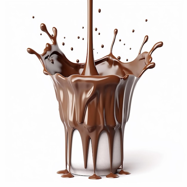 Chocolate splashing on cup