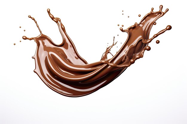 Chocolate splatter on white background with clipping path