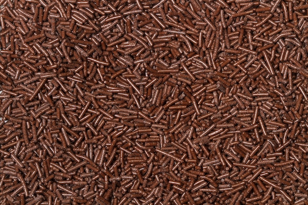 Chocolate sprinkles in a close up view and in a top view