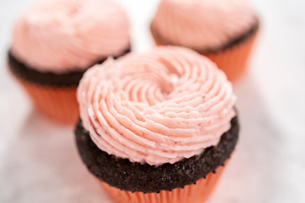 Chocolate strawberry cupcakes