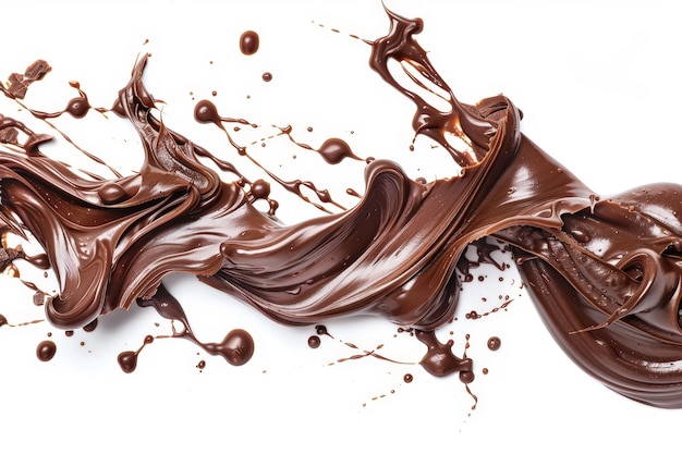 チョコレートの流れと白の滴