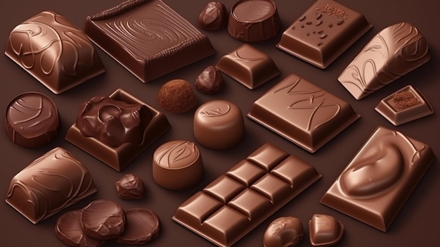 Chocolate sweets background Chocolate candies Chocolate bar Chocolate candygenerativeai