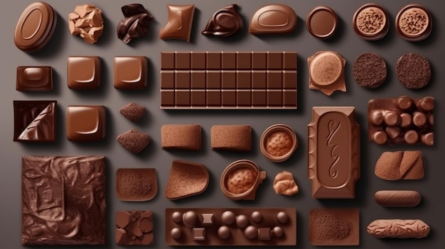 초콜릿 과자 배경 초콜릿 사탕 초콜릿 바 Chocolate candygenerativeai