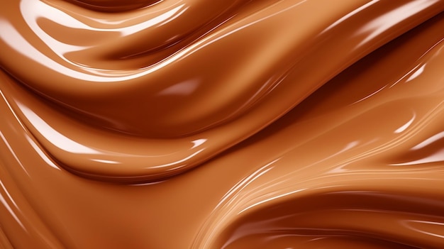 Chocolate swirls are flowing down a chocolate colored surface generative ai