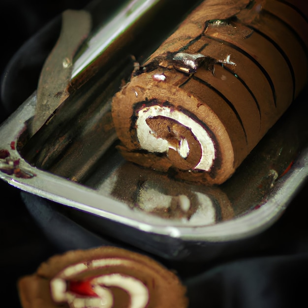 Photo chocolate swiss roll