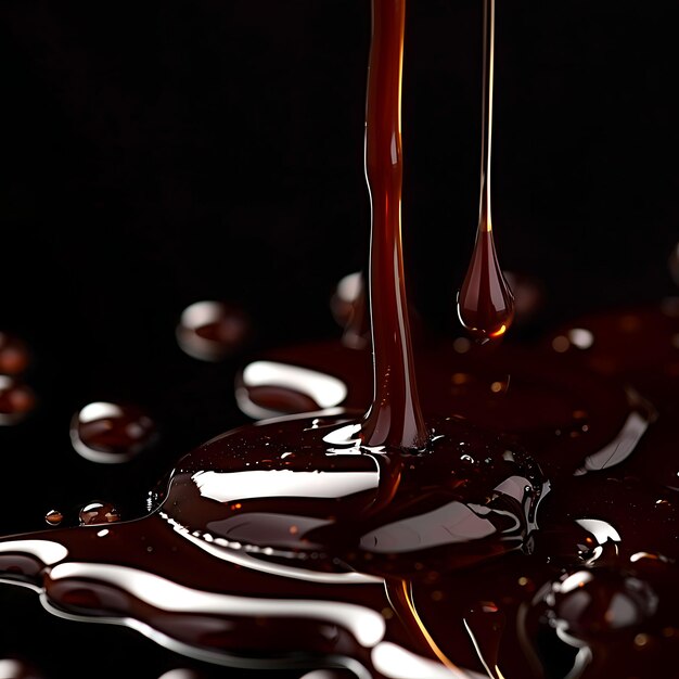 Chocolate Syrup Drizzle With Rich Brown Liquid Material Flui Texture Effect for Decor Banner Post