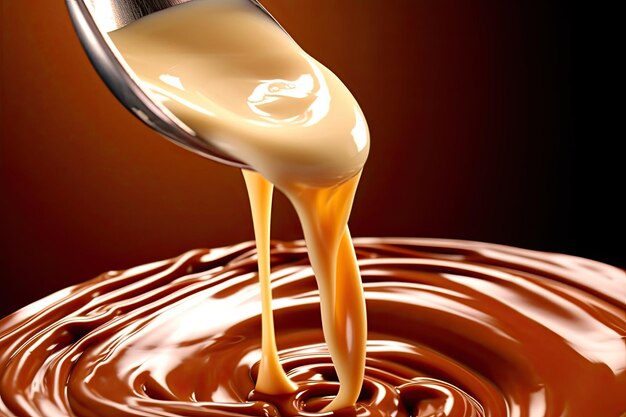 Chocolate Syrup Infuses Milk Generative AI