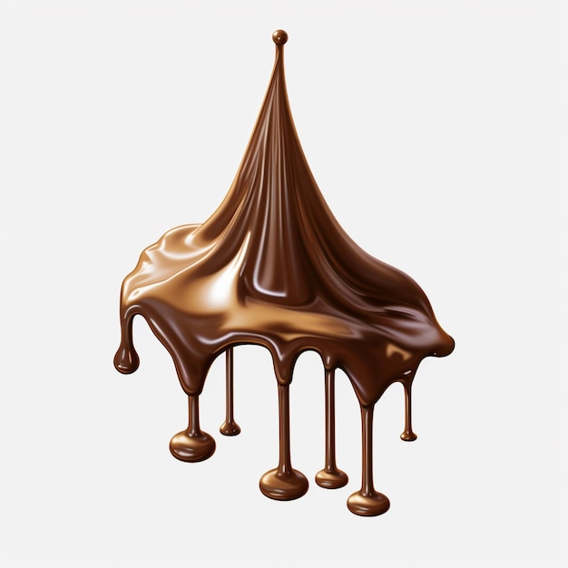 chocolate syrup pouring down from a spoon into a chocolate covered cone generative ai