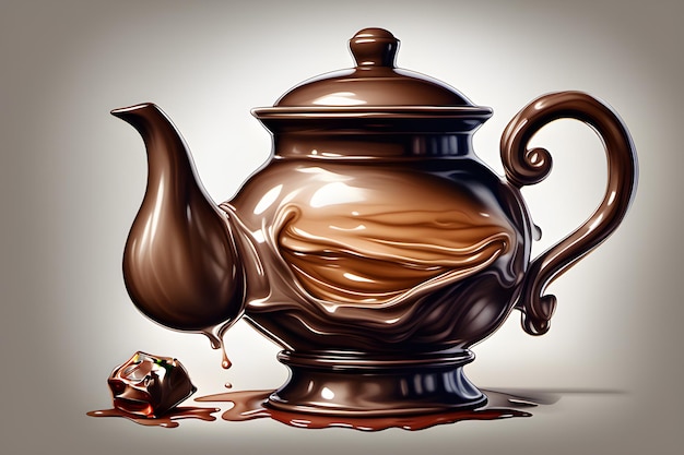 a chocolate teapot melting hot water