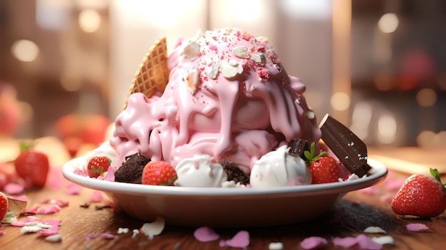 Photo chocolate vanilla and strawberry ice cream