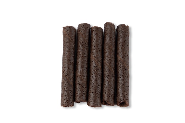 Chocolate wafer roll isolated on a white background