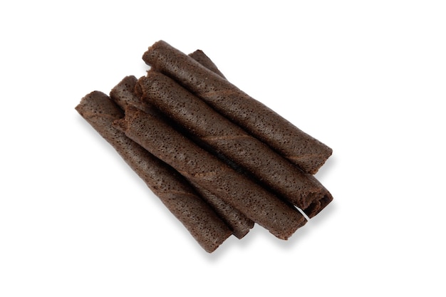 Chocolate wafer roll isolated on a white background