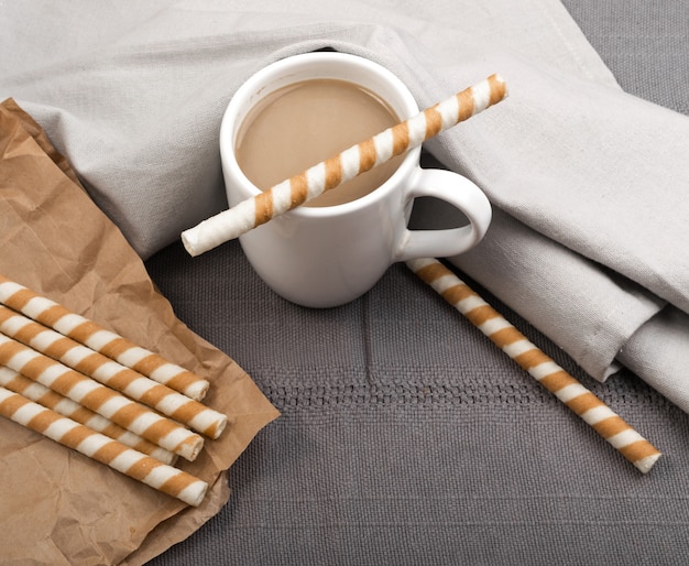 Chocolate Wafer Sticks and Coffee