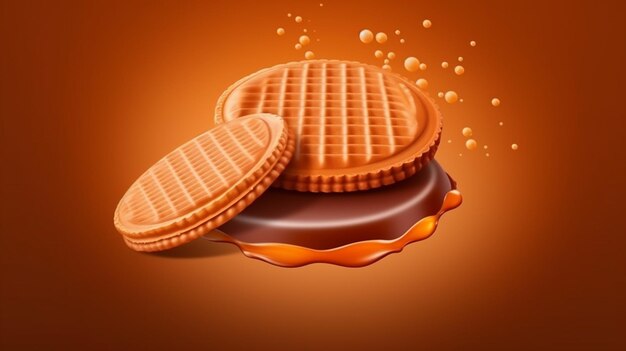 Chocolate wafers on brown background generative ai