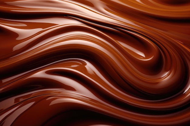 Chocolate wavy swirl background Abstract satin chocolate waves brown color flow