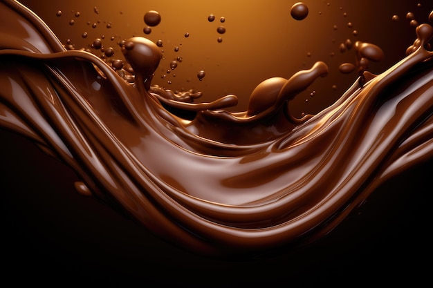 Chocolate wavy swirl background abstract satin chocolate waves brown color flow