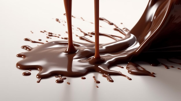 Chocolate on white background Generative Ai