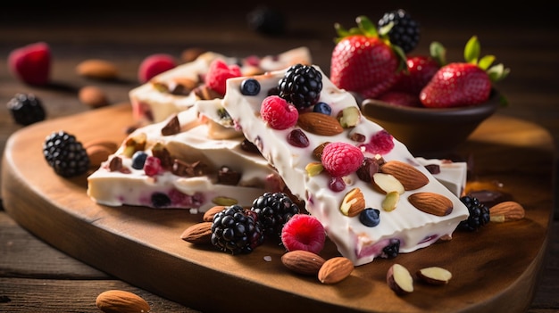 chocolate with fresh fruits and nuts