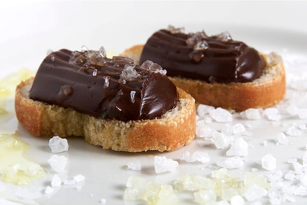 Chocolate with salt, Spanish tapa, pincho or montadito of chocolate with sea salt