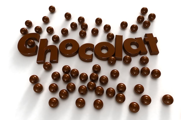 chocolate word and drops in a delicious texture