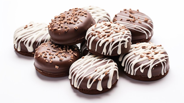 Chocolatecovered marshmallow cookies isolated on a white background