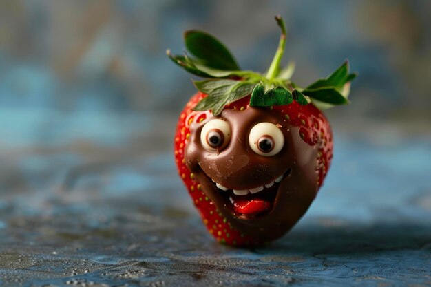 a chocolatecovered strawberry with a face on it