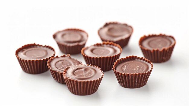 チョコレートは白い表面に並びます