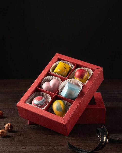 chocolates in red box