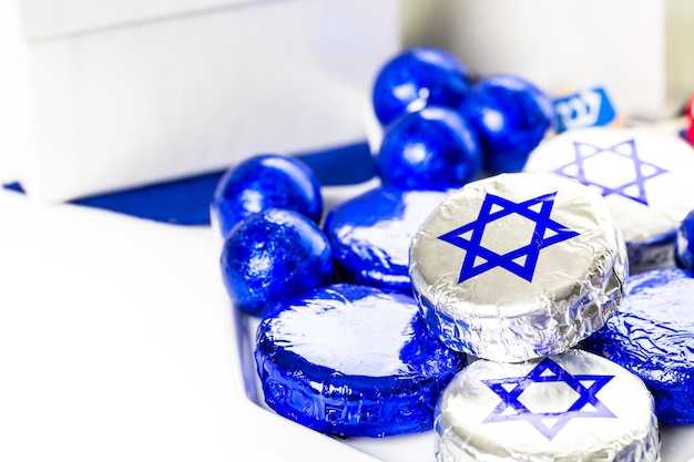 Chocolates with Star of David for Hanukkah.