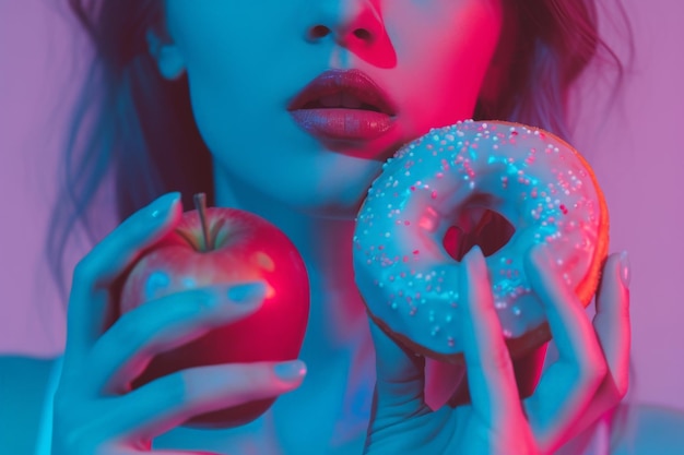 Choice Between Apple and Frosted Donut