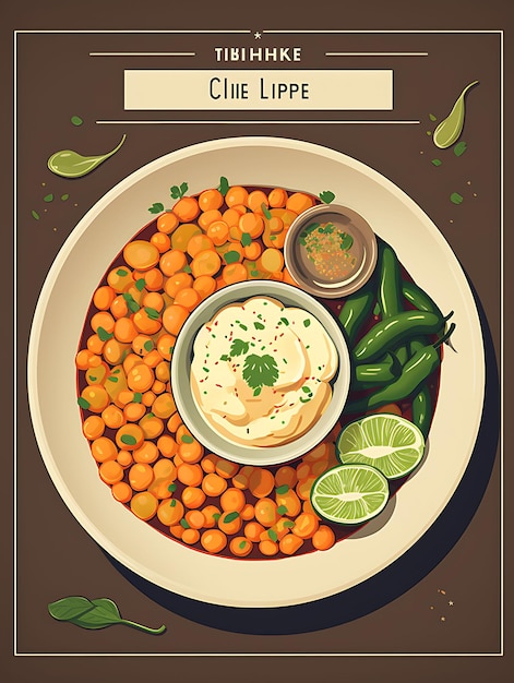 Chole Bhature Dish Poster met kikkererwten en augurken Verwarm een Indiase Celebrations Lifestyle Cuisine