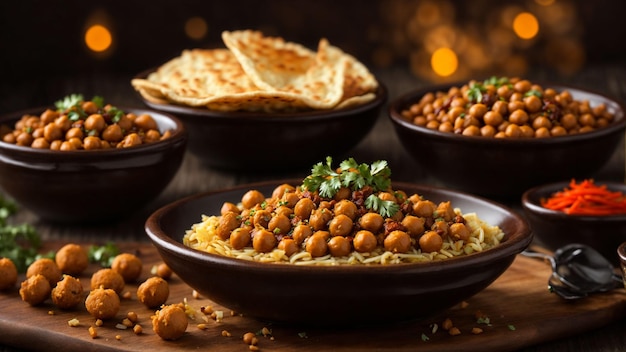 Chole Bhature stock photo with a focus on presentation showcasing the delectable combination of spi